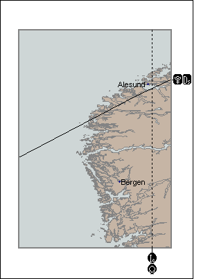 Map showing Bergen and Ålesund